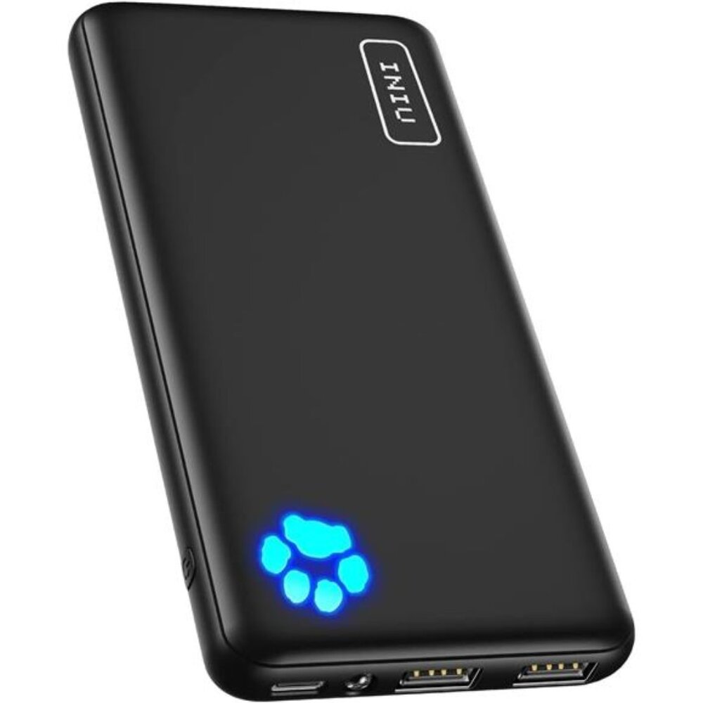 Portable Charger, Slimmest 10000mAh 5V/3A Power Bank, USB C in&Out
